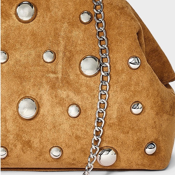 NWT A New Day Brown Studded Oversized Faux Suede Clutch Purse - Picture 5 of 11